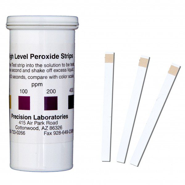 Strips for testing peroxide