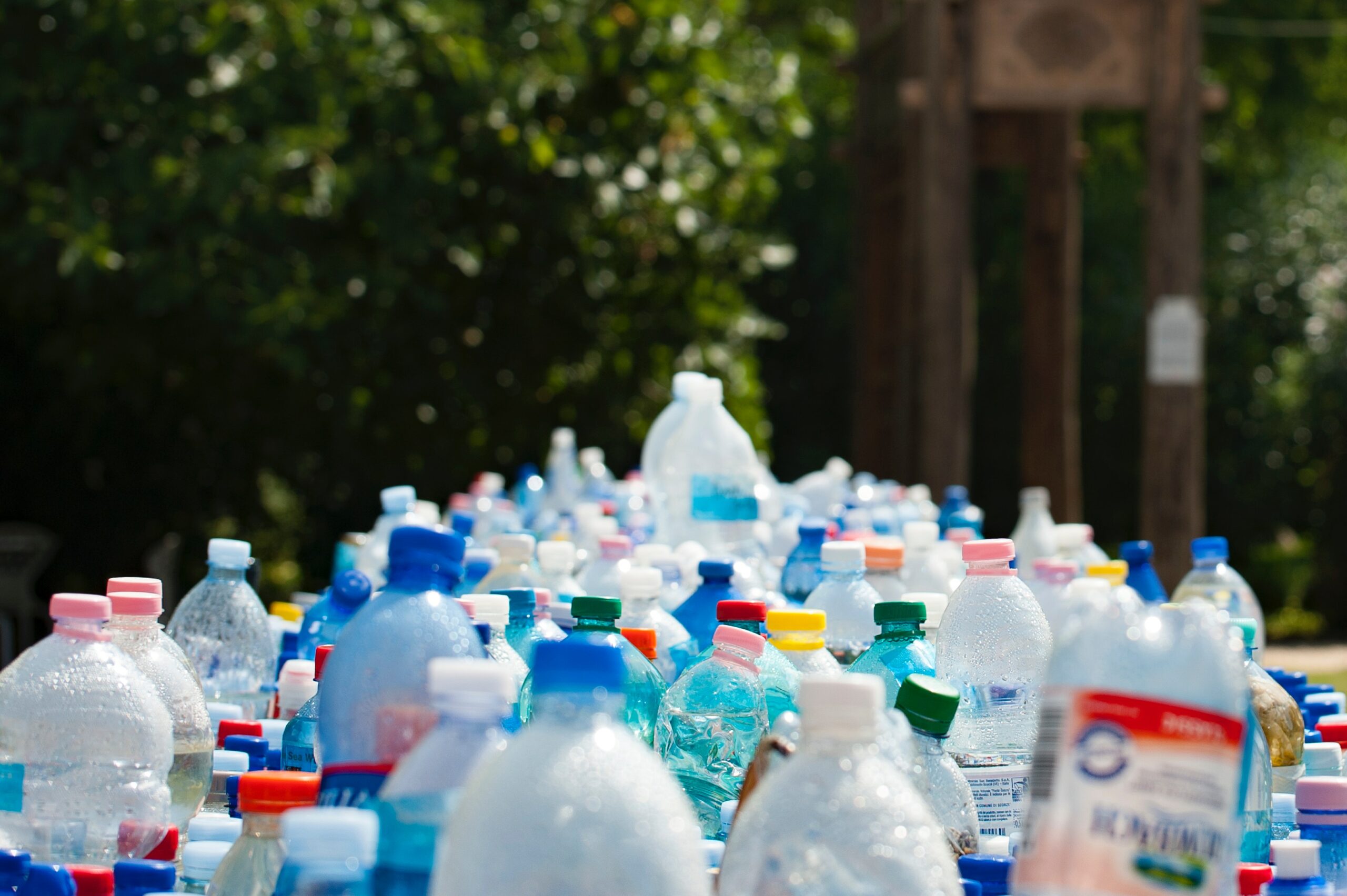 Lots of plastic bottles about to be recycled